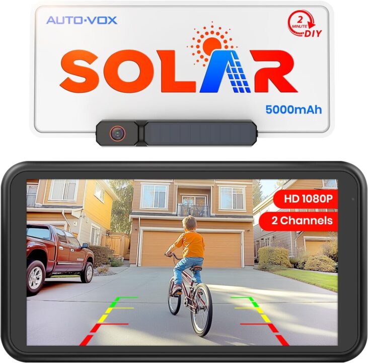 solar-powered wireless backup camera system